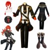 Genshin Impact Diluc Game Suit Uniform Cosplay Costume Boots Jacket Wig Anime Halloween Party Outfit For Men