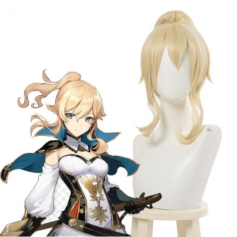 Genshin Impact Cosplay Jean Curly Blonde Ponytail Cosplay Wigs